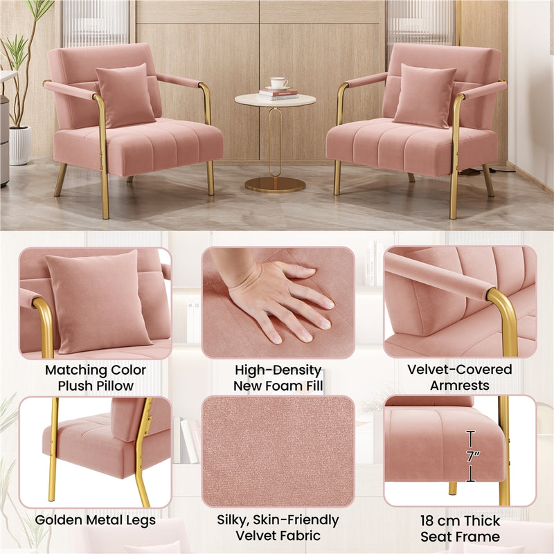 Yaheetech Oversized Pink Velvet Accent Armchair