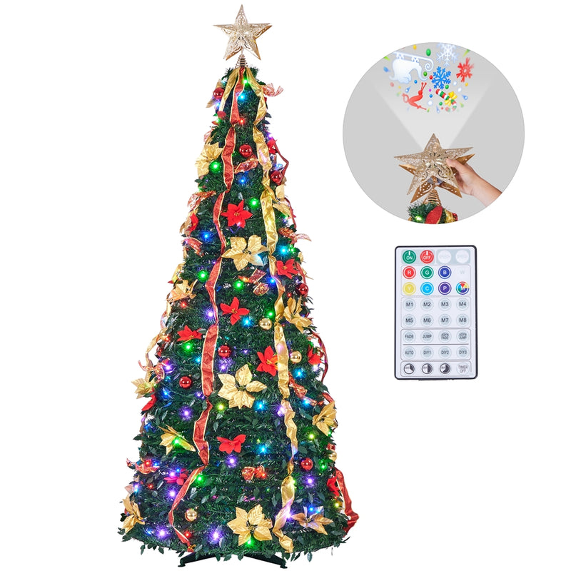 7FT Pre-Lit with Projector Pop-Up Christmas Tree