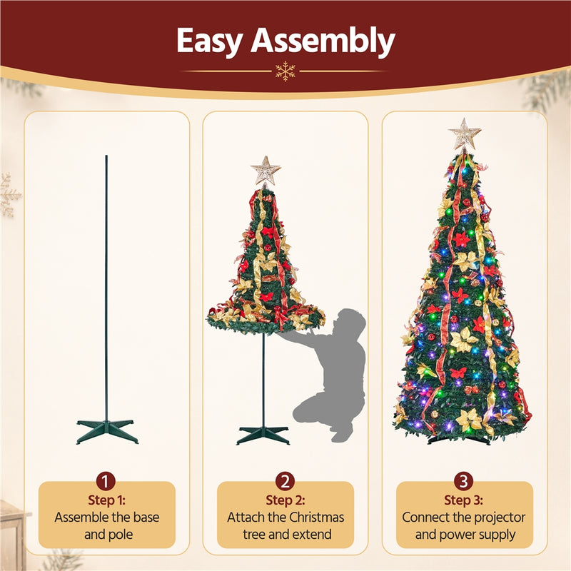7FT Pre-Lit with Projector Pop-Up Christmas Tree