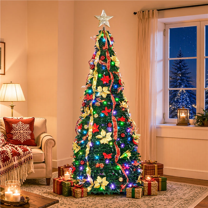 7FT Pre-Lit with Projector Pop-Up Christmas Tree