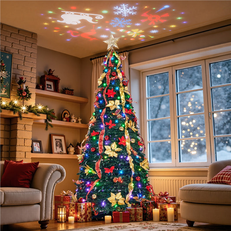 7FT Pre-Lit with Projector Pop-Up Christmas Tree