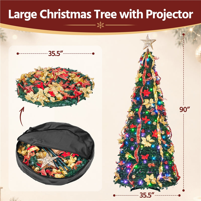 7FT Pre-Lit with Projector Pop-Up Christmas Tree