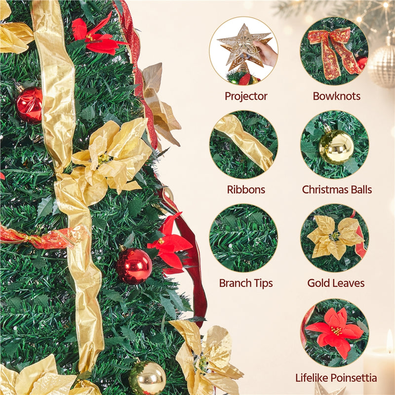 7FT Pre-Lit with Projector Pop-Up Christmas Tree
