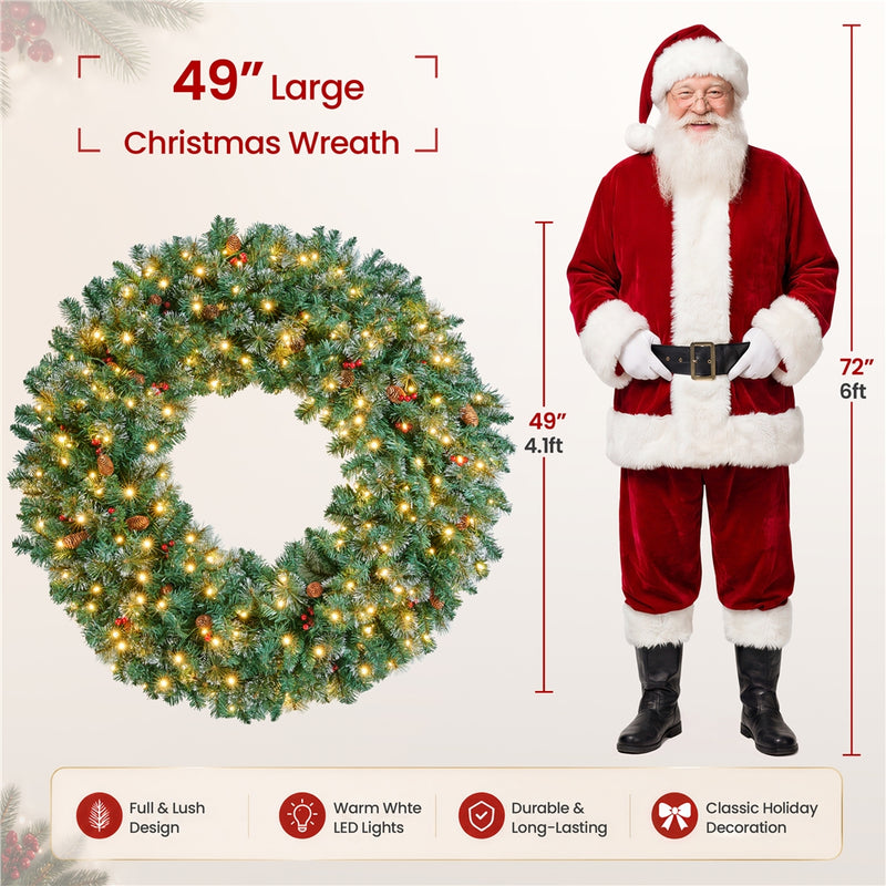 Yaheetech Artificial Pre-lit Frosted Christmas Wreath