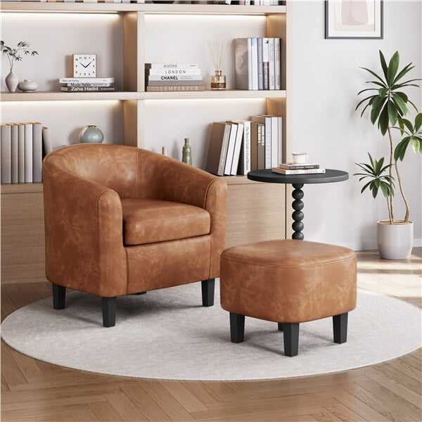 Yaheetech Accent Chair with Ottoman Foot Rest