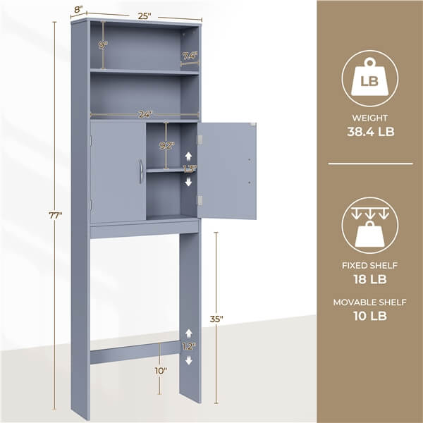 77″ Tall Over The Toilet Storage Cabinet