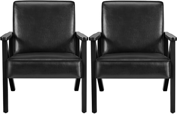 Yaheetech Faux Leather Armchair with Z-shaped Wood Legs