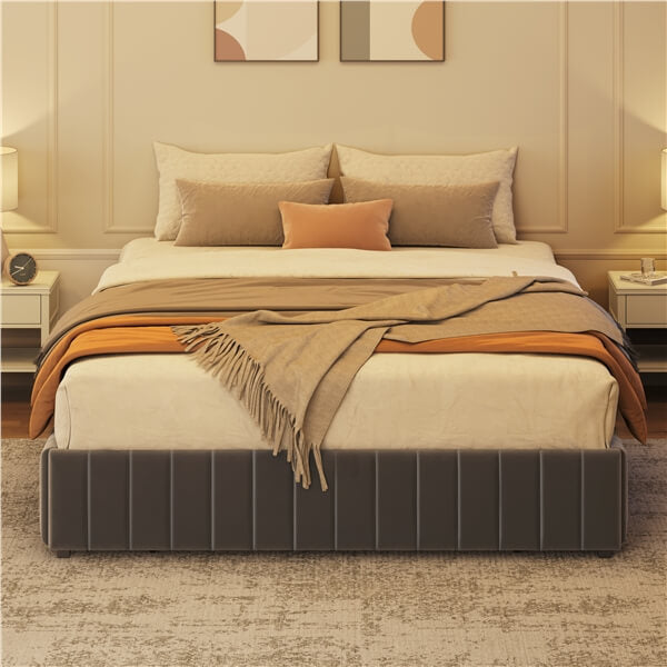 Yaheetech Upholstered Bed with Underbed 3 Storage Drawers