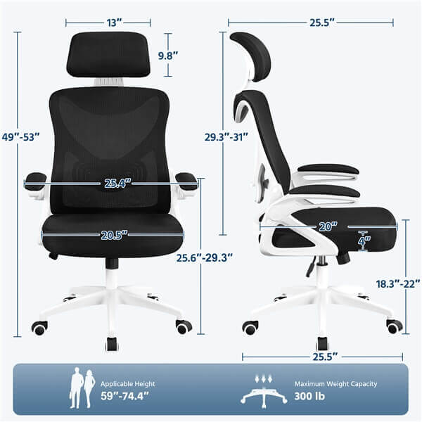 Yaheetech High Back Mesh Office Chair with 90° Flip-up Armrest