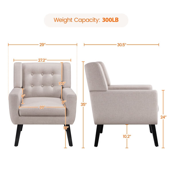Yaheetech Modern Button Tufted Armchair
