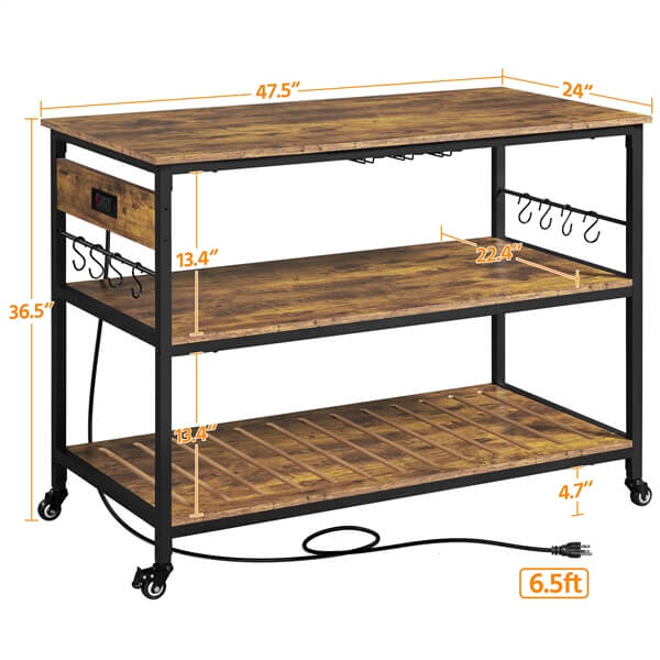 Yaheetech Kitchen Island Cart with Power Outlet