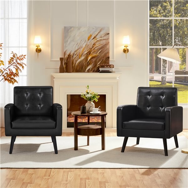 Yaheetech  Mid Century Modern Faux Leather Arm Chair