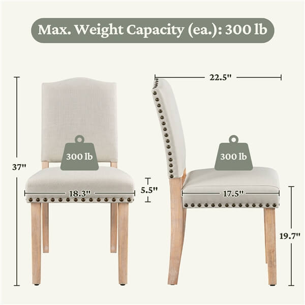Yaheetech Dining Room Chair Fabric Parsons Chairs with Nailhead Trim