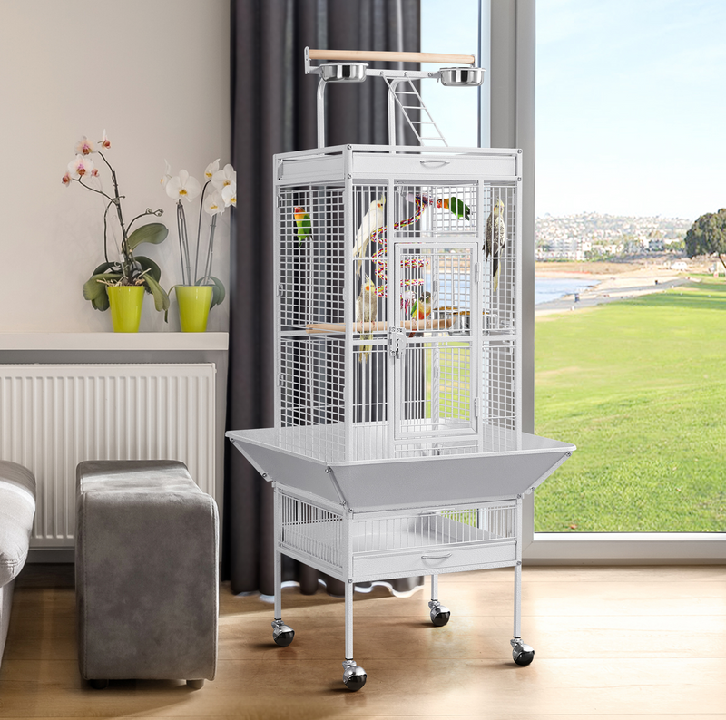 Yaheetech 61.5'' Rolling Metal Play Top Parrot Cage
