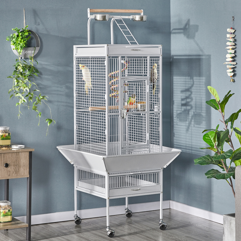 Yaheetech 61.5'' Rolling Metal Play Top Parrot Cage