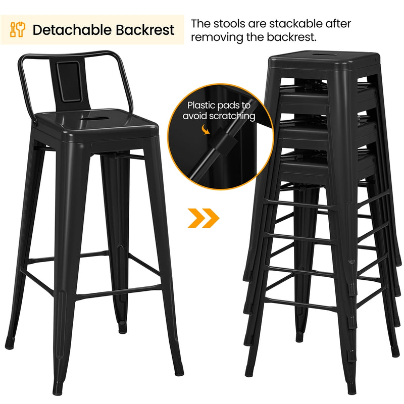 Yaheetech Set of 4 Metal Counter Height Bar Stools