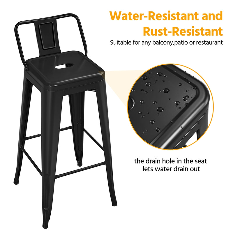 Yaheetech Set of 4 Metal Counter Height Bar Stools