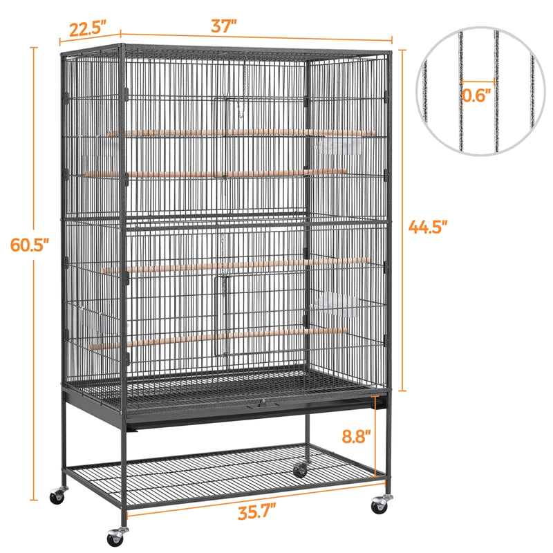 Yaheetech 60.5″H Extra-Large Wrought Iron flight bird cage