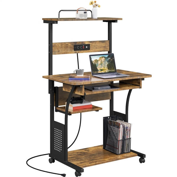 Yaheetech 3 Tiers Rolling Computer Desk on Wheels — yaheetech.shop