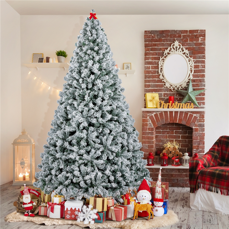 Yaheetech 9FT Pre-lit Flocked with Light Artificial Christmas Tree