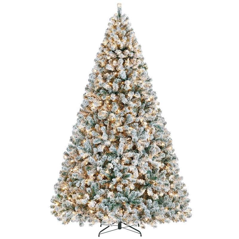 Yaheetech 9FT Pre-lit Flocked with Light Artificial Christmas Tree