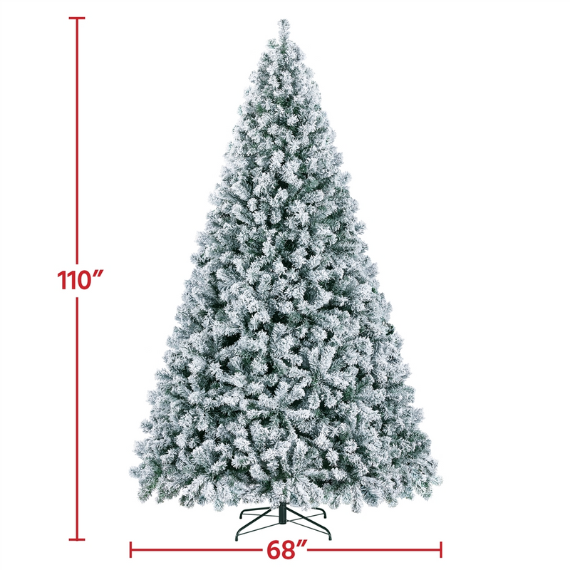 Yaheetech 9FT Pre-lit Flocked with Light Artificial Christmas Tree