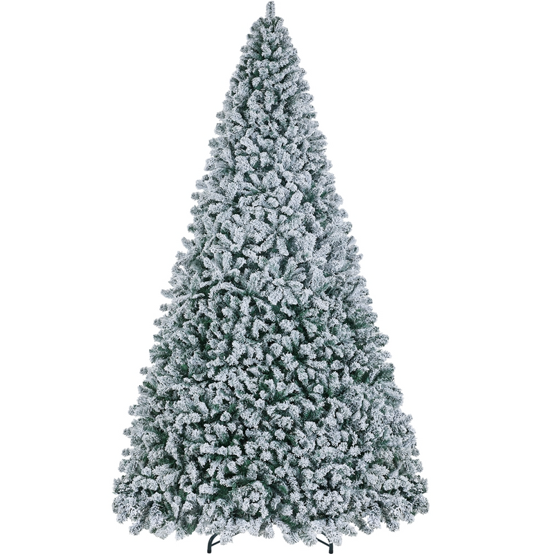 12FT Pre-lit Flocked with Light Artificial Christmas Tree