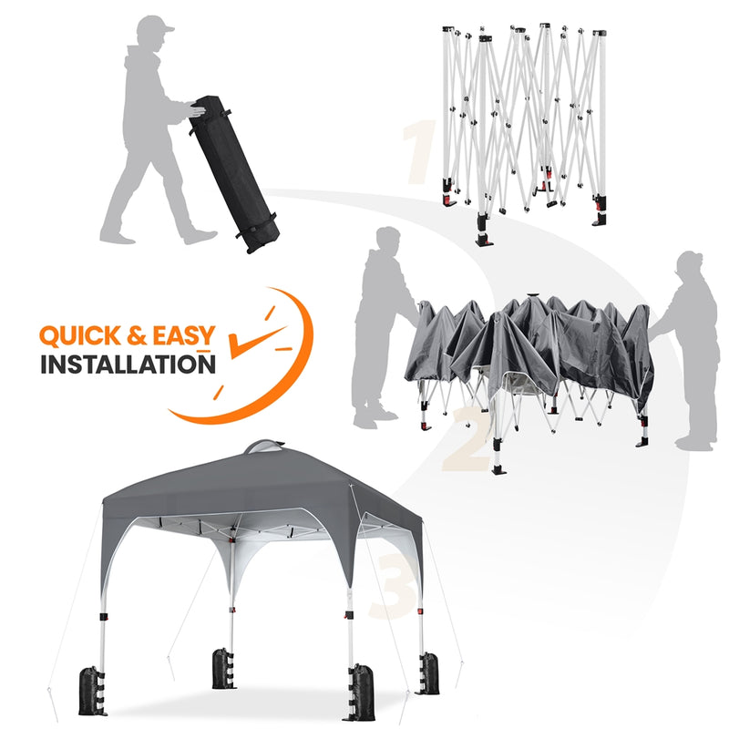 Yaheetech 10 × 10 ft Portable Pop-Up Canopy Tent with Solar LED Lights