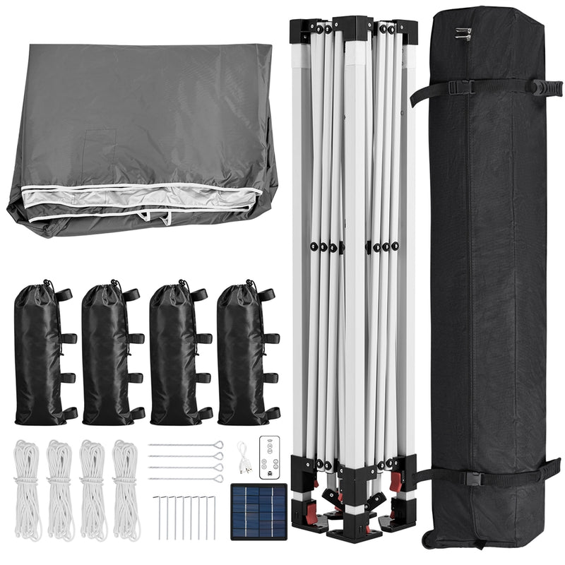 Yaheetech 10 × 10 ft Portable Pop-Up Canopy Tent with Solar LED Lights
