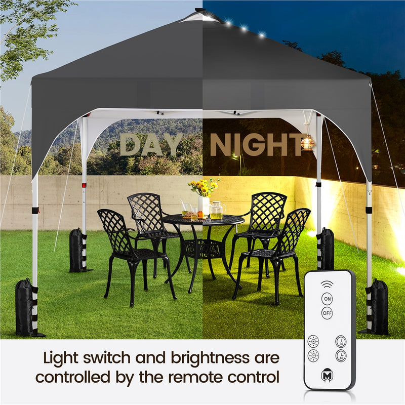 Yaheetech 10 × 10 ft Portable Pop-Up Canopy Tent with Solar LED Lights