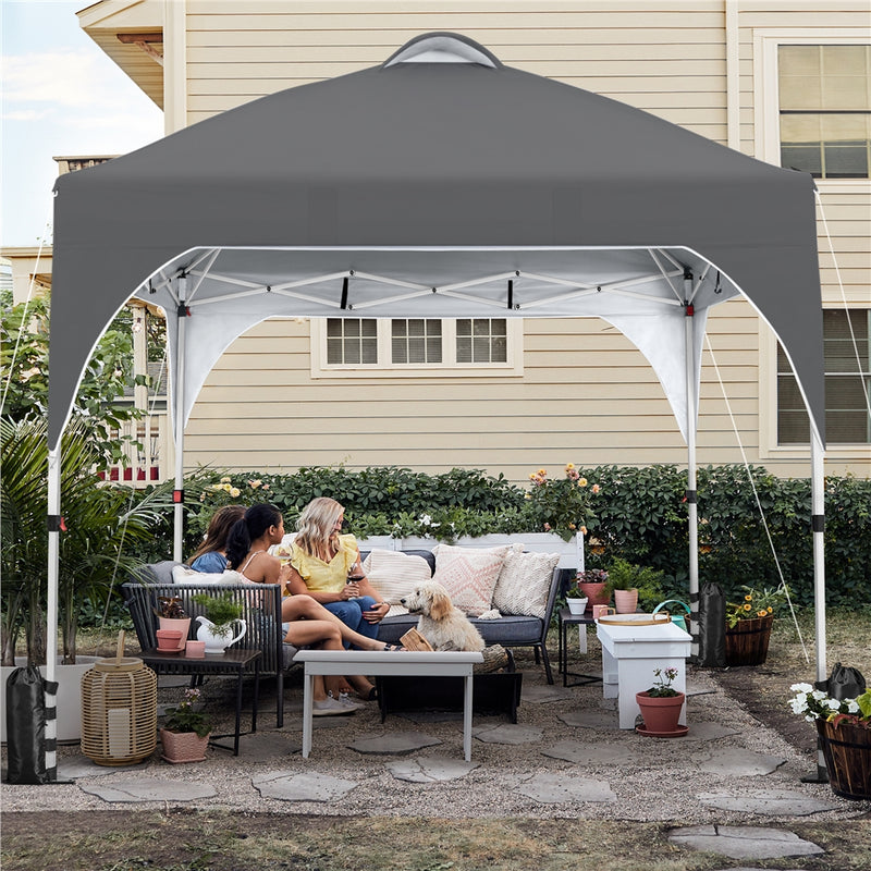 Yaheetech 10 × 10 ft Portable Pop-Up Canopy Tent with Solar LED Lights