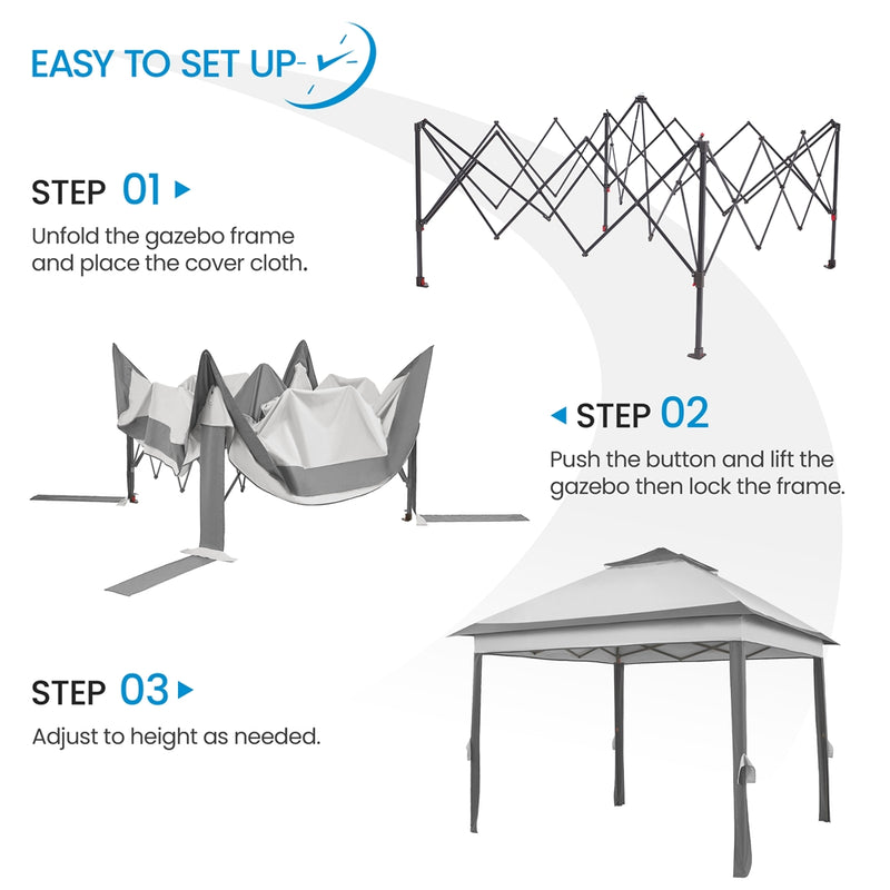 Yaheetech 11×11 FT Pop-Up Gazebo Tent with 4 Mesh Sidewalls