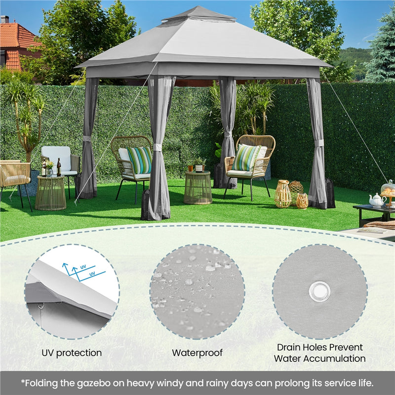 Yaheetech 11×11 FT Pop-Up Gazebo Tent with 4 Mesh Sidewalls