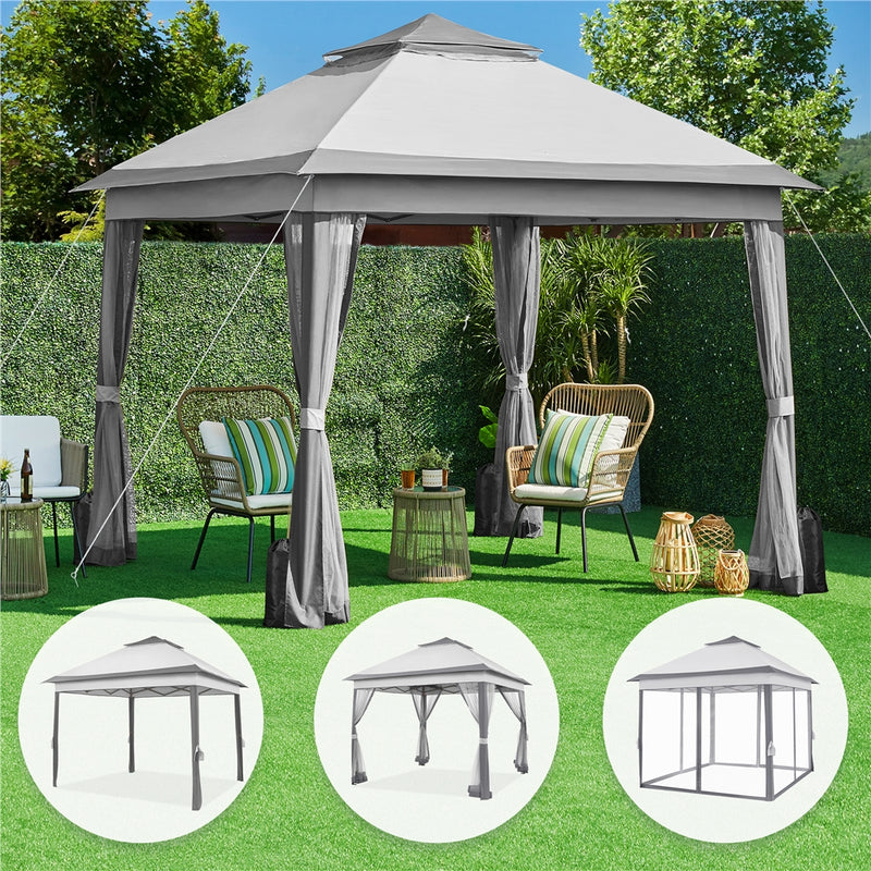 Yaheetech 11×11 FT Pop-Up Gazebo Tent with 4 Mesh Sidewalls