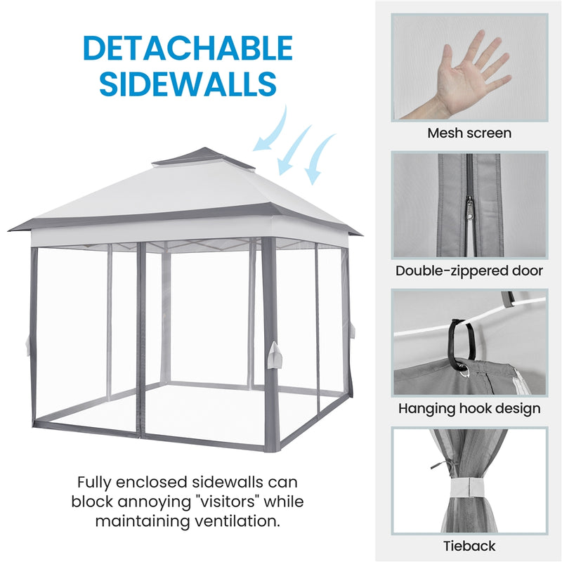 Yaheetech 11×11 FT Pop-Up Gazebo Tent with 4 Mesh Sidewalls