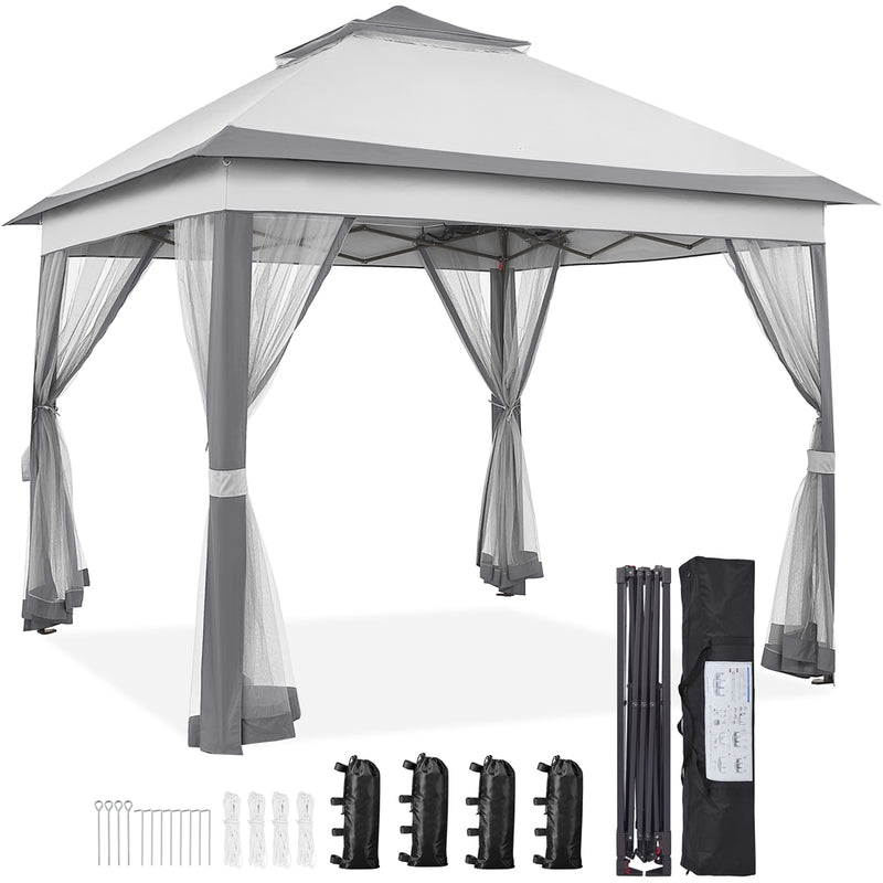 Yaheetech 11×11 FT Pop-Up Gazebo Tent with 4 Mesh Sidewalls