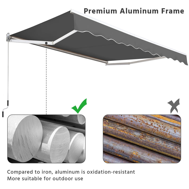 Yaheetech Manual Adjustable  Retractable Patio Awning