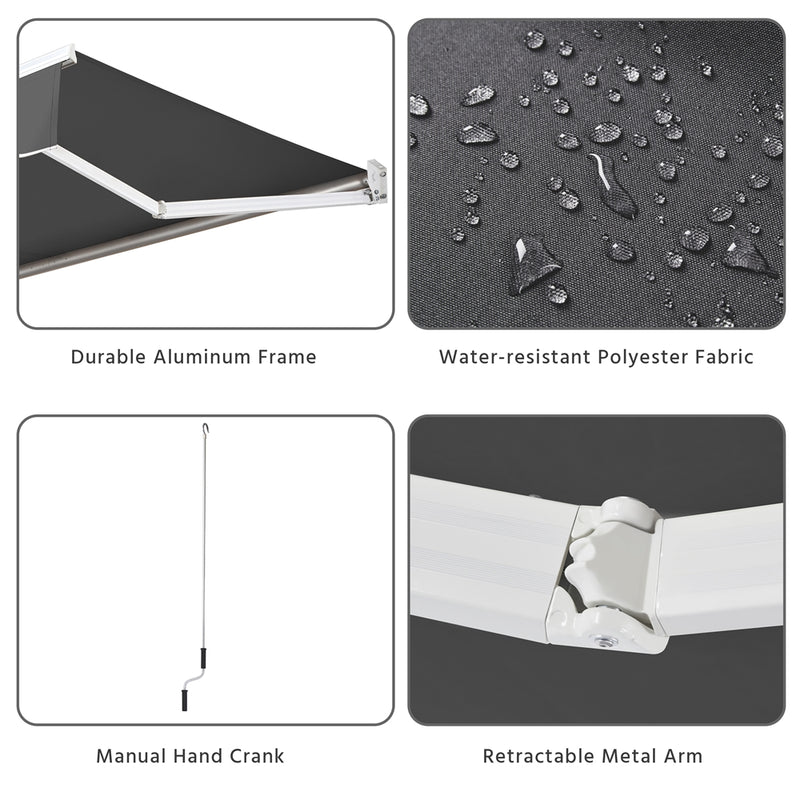 Yaheetech Manual Adjustable  Retractable Patio Awning