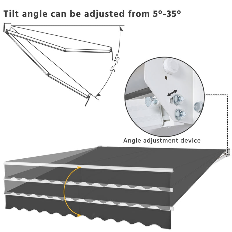 Yaheetech Manual Adjustable  Retractable Patio Awning