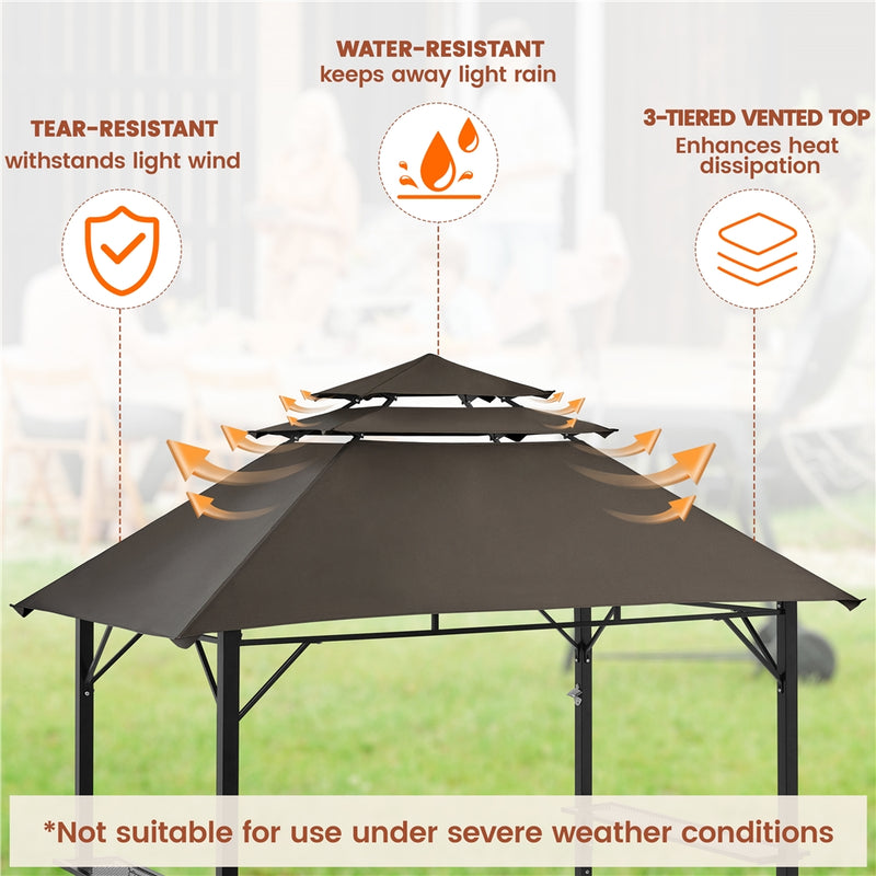 Yaheetech 8 × 5 FT Grill Gazebo with S-shaped Hooks & Built-in Bottle Opener