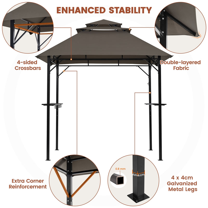 Yaheetech 8 × 5 FT Grill Gazebo with S-shaped Hooks & Built-in Bottle Opener