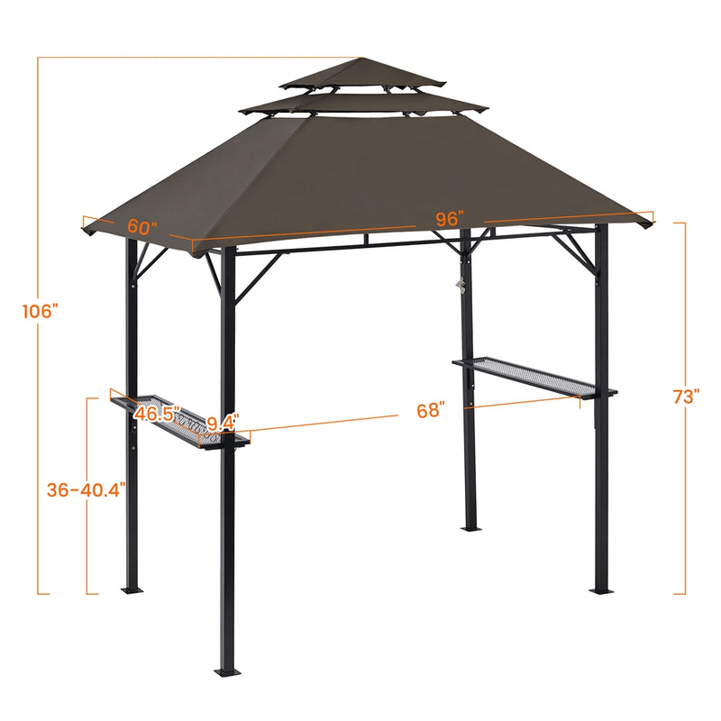 Yaheetech 8 × 5 FT Grill Gazebo with S-shaped Hooks & Built-in Bottle Opener