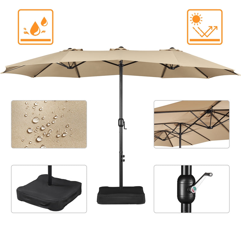 Yaheetech 13 ft Twin Patio Parasol Triple-size Outdoor Umbrella