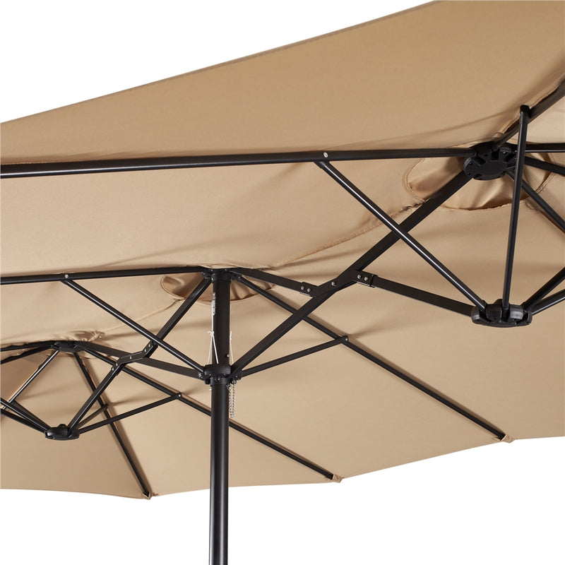 Yaheetech 13 ft Twin Patio Parasol Triple-size Outdoor Umbrella