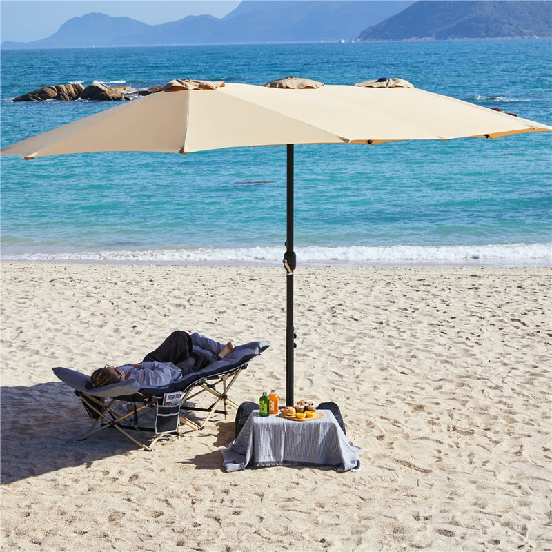 Yaheetech 13 ft Twin Patio Parasol Triple-size Outdoor Umbrella