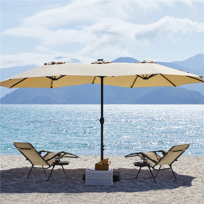 Yaheetech 13 ft Twin Patio Parasol Triple-size Outdoor Umbrella
