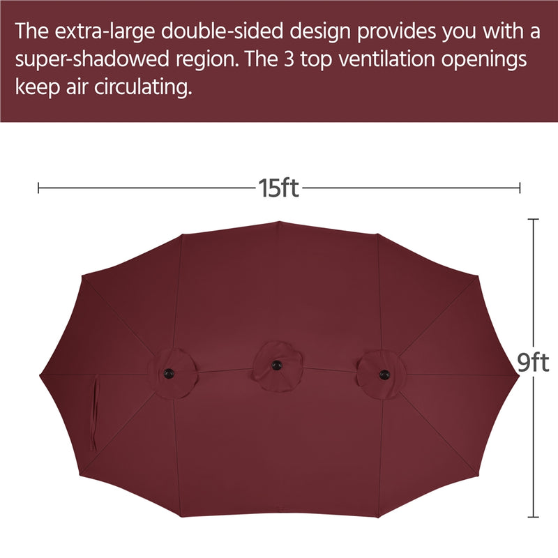 Yaheetech 15 ft Twin Patio Parasol