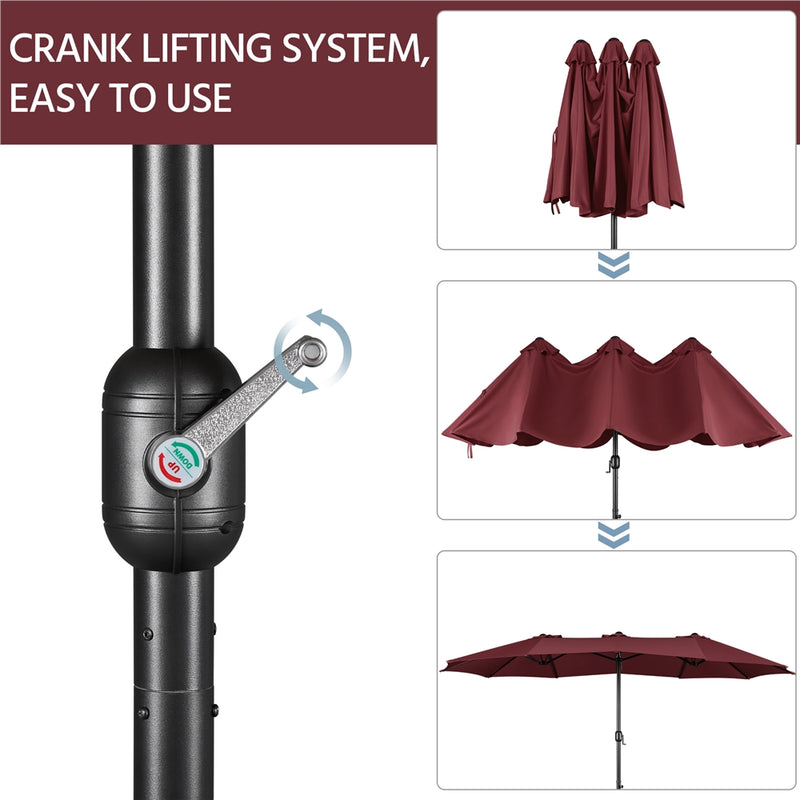 Yaheetech 15 ft Twin Patio Parasol