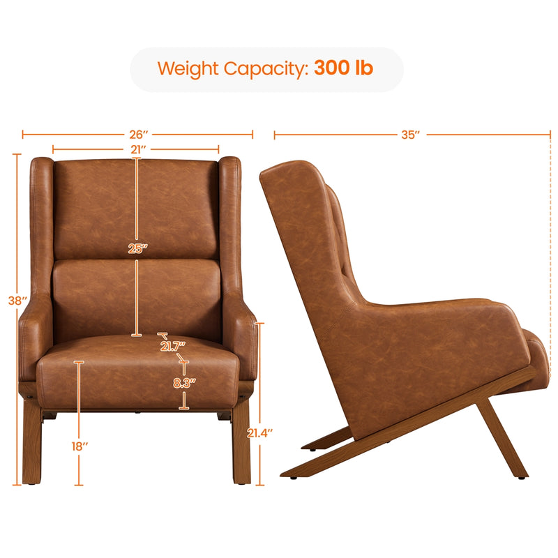 Yaheetech High Back PU Leather Accent Armchair