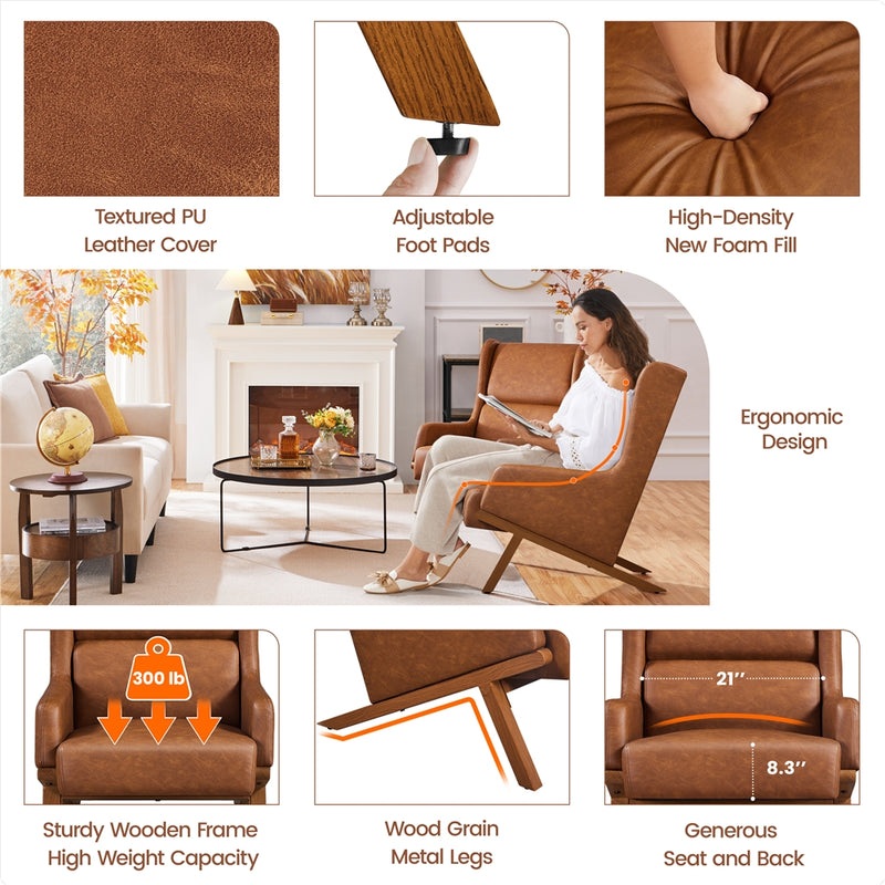 Yaheetech High Back PU Leather Accent Armchair